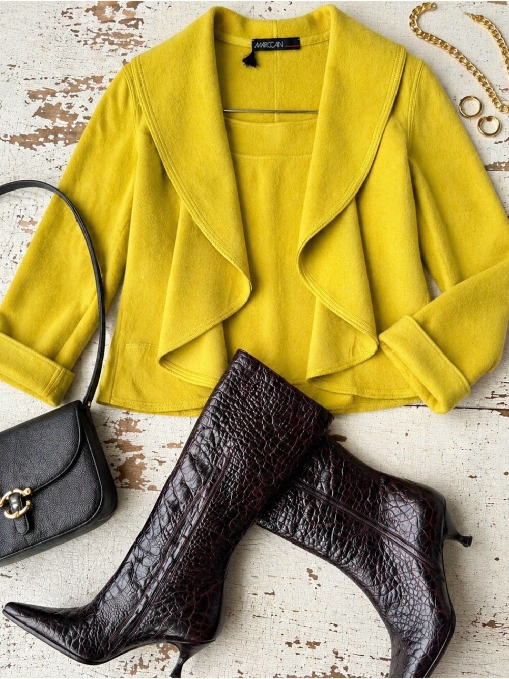 Marc Cain Chartreuse Jacket and mini skirt ✨